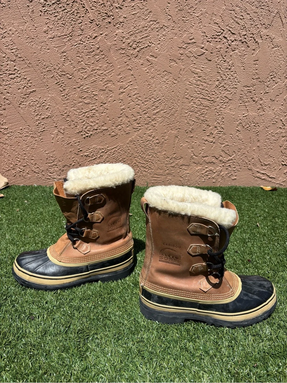 Mens 8 Sorel Caribou Buff Leather Waterproof Snow Winter Boots Insulated Kaufman